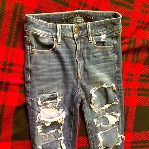 American eagle denim ripped jeans with patches